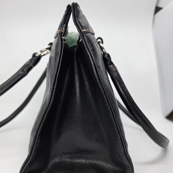 Sag Harbor Black Faux Leather Double Strap Shoulder Bag with Contrast Stitching - Picture 4 of 16
